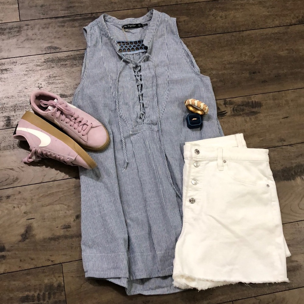 Cotton Striped Sleeveless Tunic